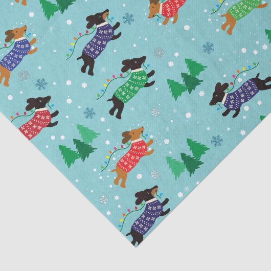 Dachshund Doxie Dog Kerstfeestdag Tissuepapier (Detail)