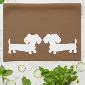 Dachshund Doxie Kitchen Red Brown Towels Theedoek (Gevouwen)