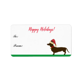 Dachshund Doxie Label met kerstcadeaus