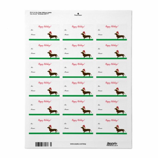 Dachshund Doxie Label met kerstcadeaus (Full Sheet)