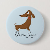 Dachshund (Doxie) Liefdesknop Ronde Button 7,6 Cm (Voorkant)
