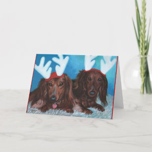 Dachshund Doxie Pair-kerstkaart Feestdagen Kaart