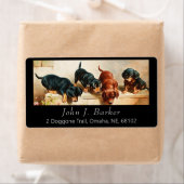  Dachshund Doxie Puppies Kunstlabel Etiket (Insitu)