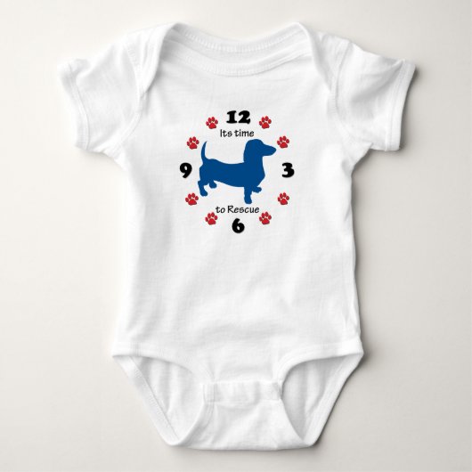 Dachshund Doxie Rescue Clock Romper (Voorkant)