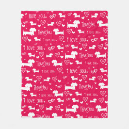 Dachshund Doxie Valentijnsdag Hearts Blanket Fleece Deken