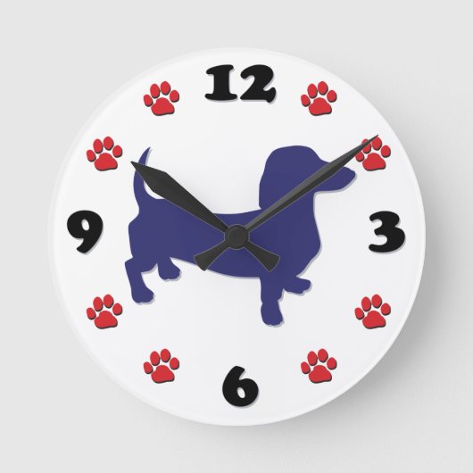 Dachshund, Doxie Wall Clock Ronde Klok (Voorkant)