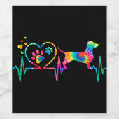 Dachshund Doxie Weenie mam Papa Heartbeat Gift Wijn Etiket (Enkel label)