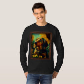 Dachshund Doxie Weenie Painting Sunflower Flower M T-shirt (Voorkant volledig)