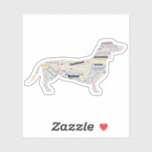 Dachshund Doxie Wiener Hondennamen Sticker (Vel)