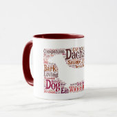 Dachshund Doxie Word Cloud Coffee Mok in Red Brown (Voorkant links)