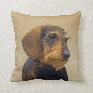 Dachshund (Draadharig) Schilderij Originele Honden Kussen