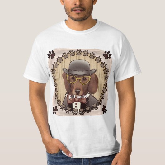 Dachshund draagt bril t-shirt (Voorkant)