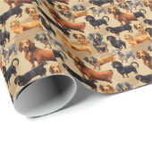 Dachshund Dreams...Levendig naadloos patroon Cadeaupapier (Rol Hoek)