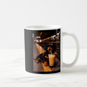 Dachshund Drinkt IJskoude Koffie Grappig Dieren Me Koffiemok
