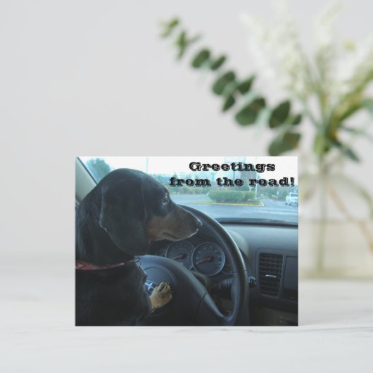 Dachshund-Driven Postcard Briefkaart (Staand voorkant)