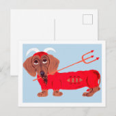 Dachshund Duivel Briefkaart (Voorkant / Achterkant)