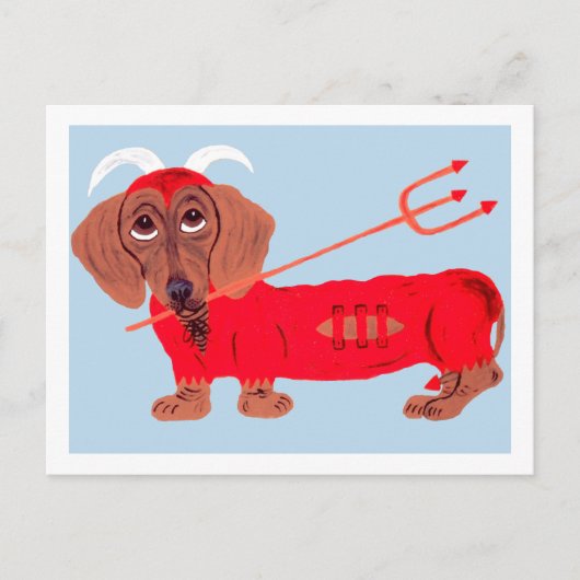 Dachshund Duivel Briefkaart (Voorkant)