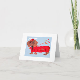 Dachshund Duivel Feestdagen Kaart