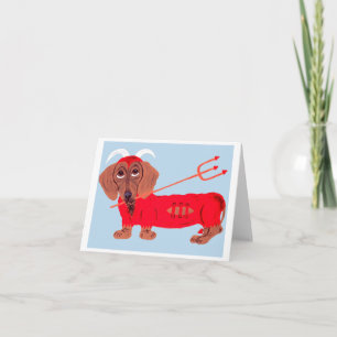 Dachshund Duivel Feestdagen Kaart