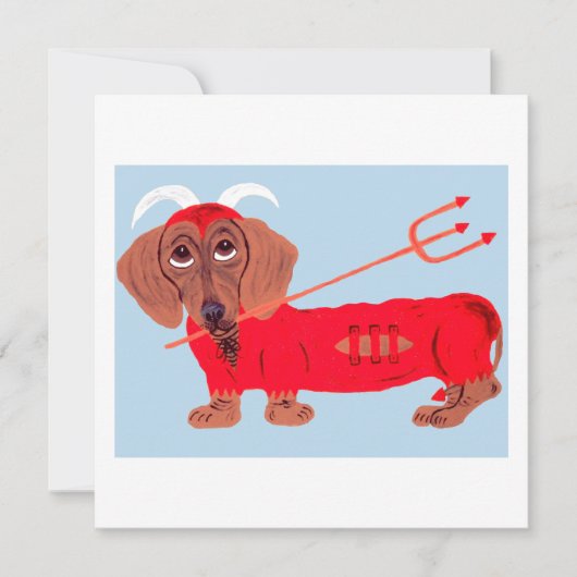 Dachshund Duivel Feestdagenkaart (Voorkant)