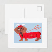 Dachshund Duivel Feestdagenkaart (Voorkant / Achterkant)