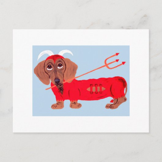 Dachshund Duivel Feestdagenkaart (Voorkant)