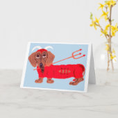 Dachshund Duivel Kaart (Gele Bloem)