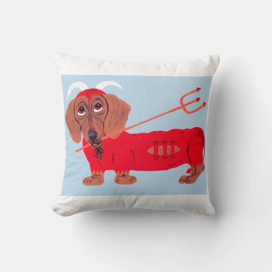 Dachshund Duivel Kussen (Voorkant)