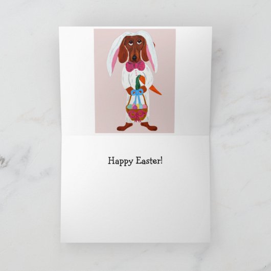 Dachshund Easter Bunny Card Kaart (Binnen)