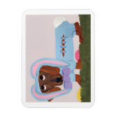 Dachshund Easter Bunny Card Magneet (Verticaal)