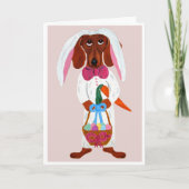 Dachshund Easter Bunny Feestdagen Kaart (Voorkant)