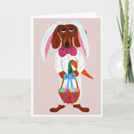 Dachshund Easter Bunny Feestdagen Kaart