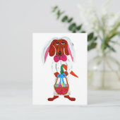 Dachshund Easter Bunny Feestdagenkaart (Staand voorkant)