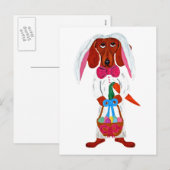 Dachshund Easter Bunny Feestdagenkaart (Voorkant / Achterkant)