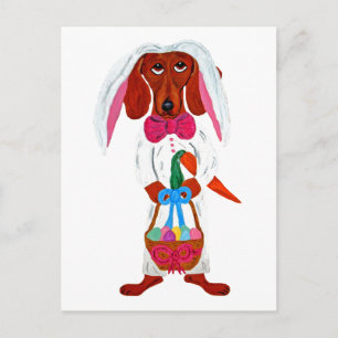 Dachshund Easter Bunny Feestdagenkaart