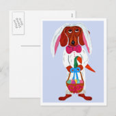 Dachshund Easter Bunny Feestdagenkaart (Voorkant / Achterkant)