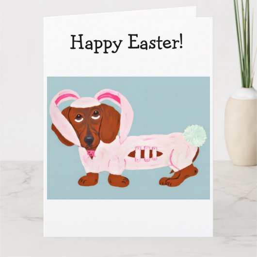 Dachshund Easter Bunny Kaart (Voorkant)