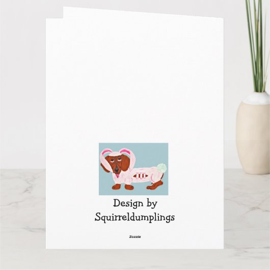 Dachshund Easter Bunny Kaart (Achterkant)