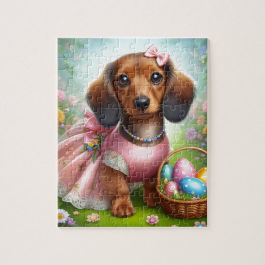Dachshund Easter Legpuzzel (Verticaal)