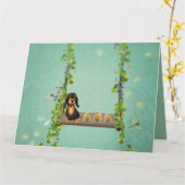 Dachshund Easter Wenskaart Kaart (Gele Bloem)