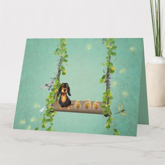 Dachshund Easter Wenskaart Kaart (Voorkant)