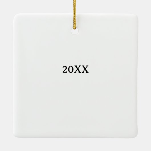 DACHSHUND Eerste Kerstmis Foto Naam Jaar Keramisch Ornament (Achterkant)