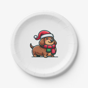 Dachshund Elegantie Kerstmis Anticipatie Classic Papieren Bordje