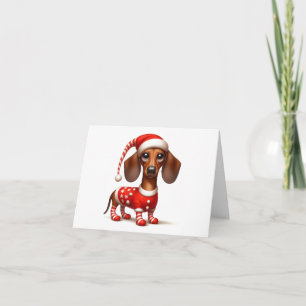 DACHSHUND ELF KERST KAART