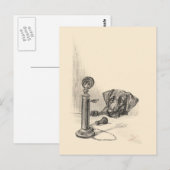Dachshund en antieke telefoon briefkaart (Voorkant / Achterkant)