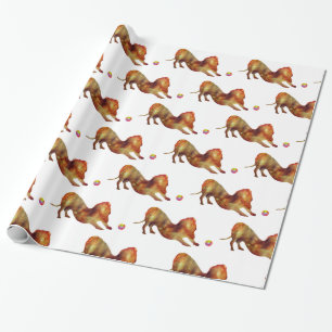 Dachshund en Ball-Waterverf Cadeaupapier