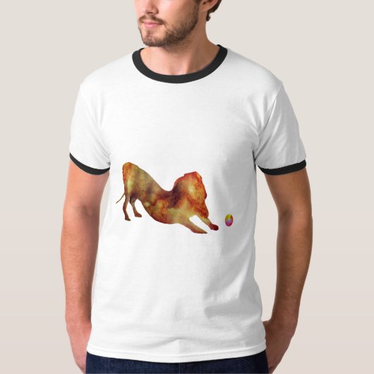 Dachshund en Ball-Waterverf T-shirt (Voorkant)