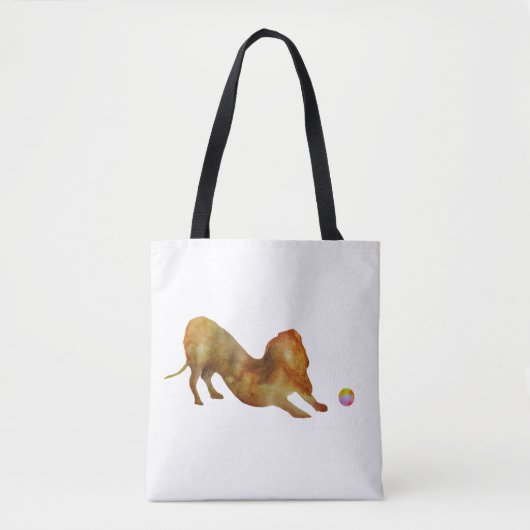 Dachshund en Ball-Waterverf Tote Bag (Voorkant)