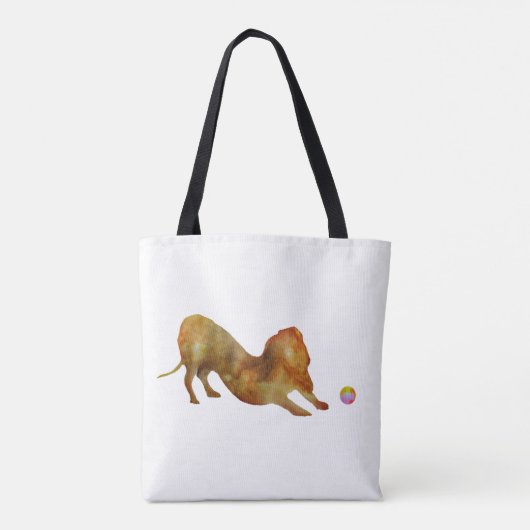 Dachshund en Ball-Waterverf Tote Bag (Achterkant)