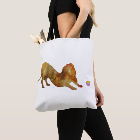 Dachshund en Ball-Waterverf Tote Bag (Dichtbij)